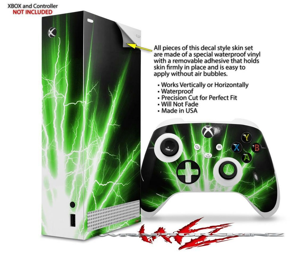 Skins XBOX Series S Console Controller Lightning Green