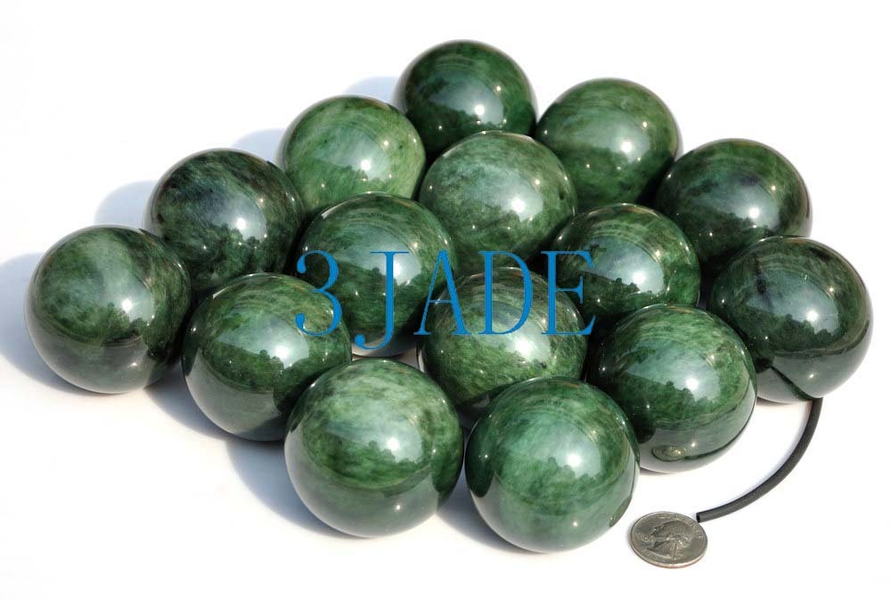 Natural Green Nephrite Jade Ball / Sphere