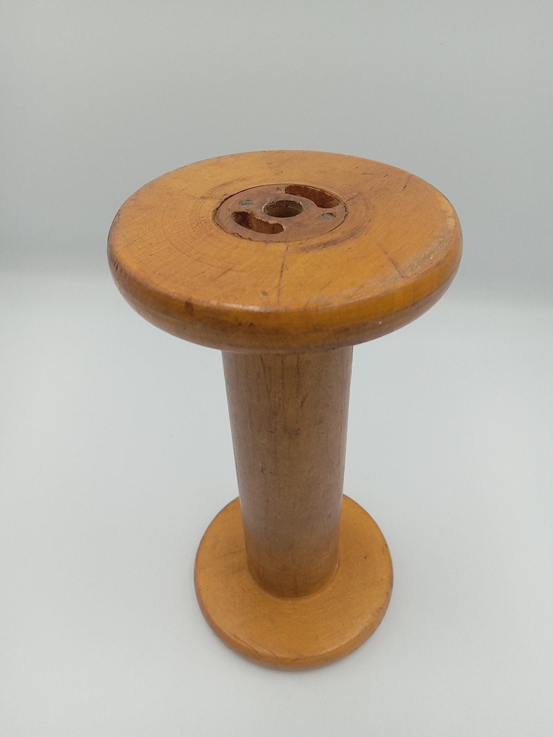 Antique Industrial Wooden Bobbin Spool (7" Height) (3.5" Diameter)