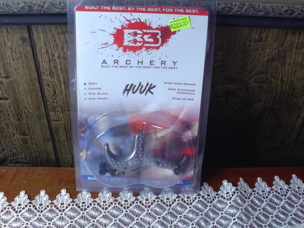 New B3 Archery Huuk GRAY Thumb Button Release Bow Hook NEW