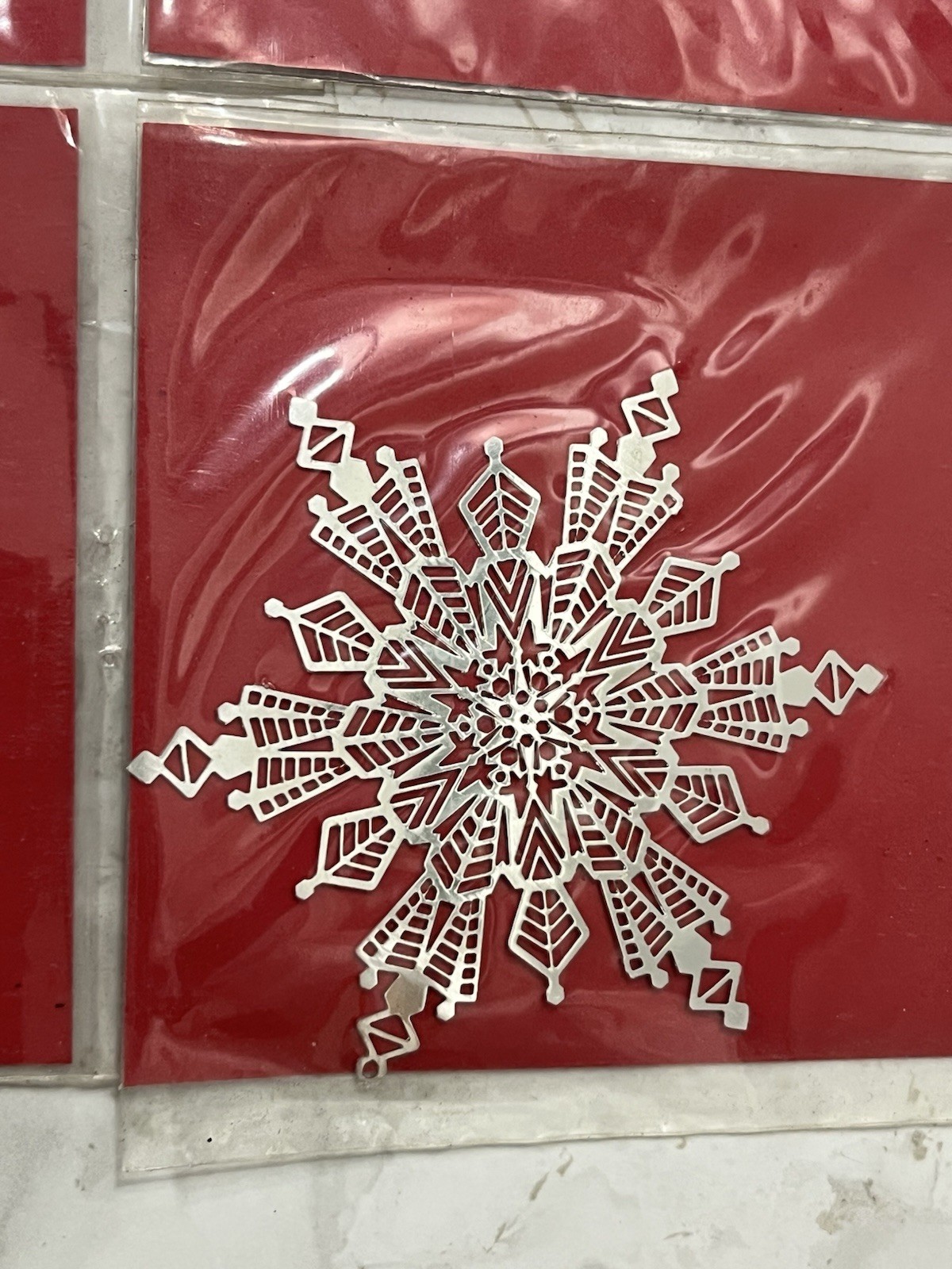 6 Vintage SNOWFLAKE Silver Plated Brass Christmas Ornaments SUFFOLK ETCHINGS NEW