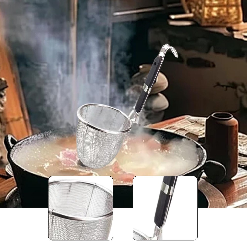 Pasta Noodle Strainer Hot Pot Colander Hanging Hole Multipurpose Deep Strainer