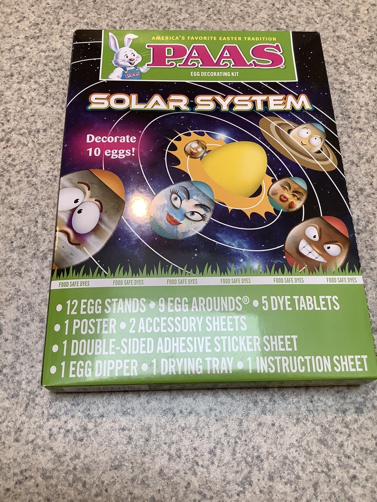 SOLAR SYSTEM EGG DECORATING KIT FOR 10 EGGS INCLUDES 5 DYE TABLETS,1 POSTER