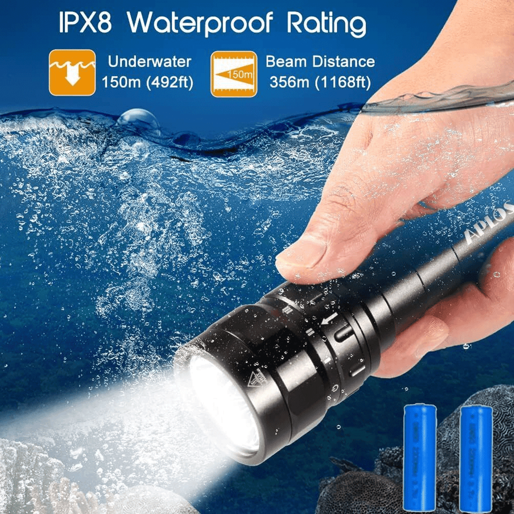 Powerful 3* LED Scuba Diving Flashlight Diver Light Underwater Torch Lamp