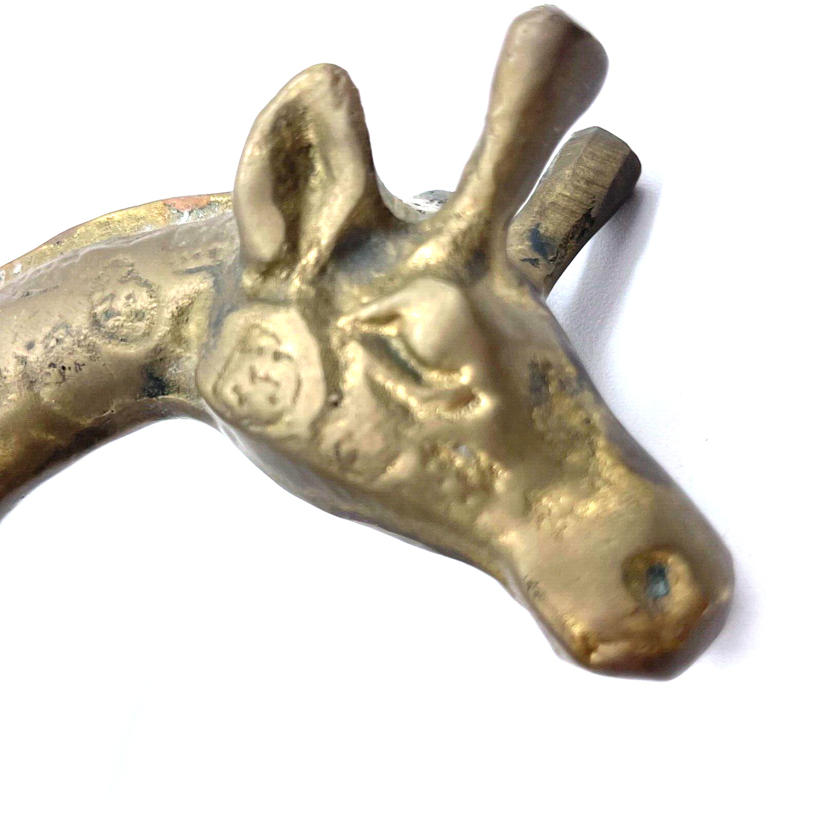 Vintage Mid Century Modern SOLID Brass Giraffe Figurine Statue 8" x 8" x 4"