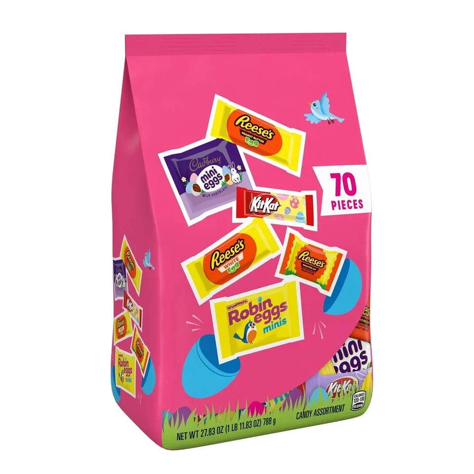 Hershey Assorted Flavored, Easter Candy Bag, 27.83 oz (70 Pieces)