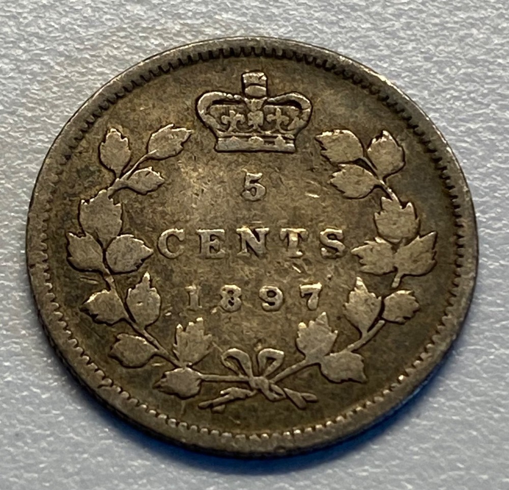 1897 CANADA 5 CENT .925 SILVER COIN No Reserve