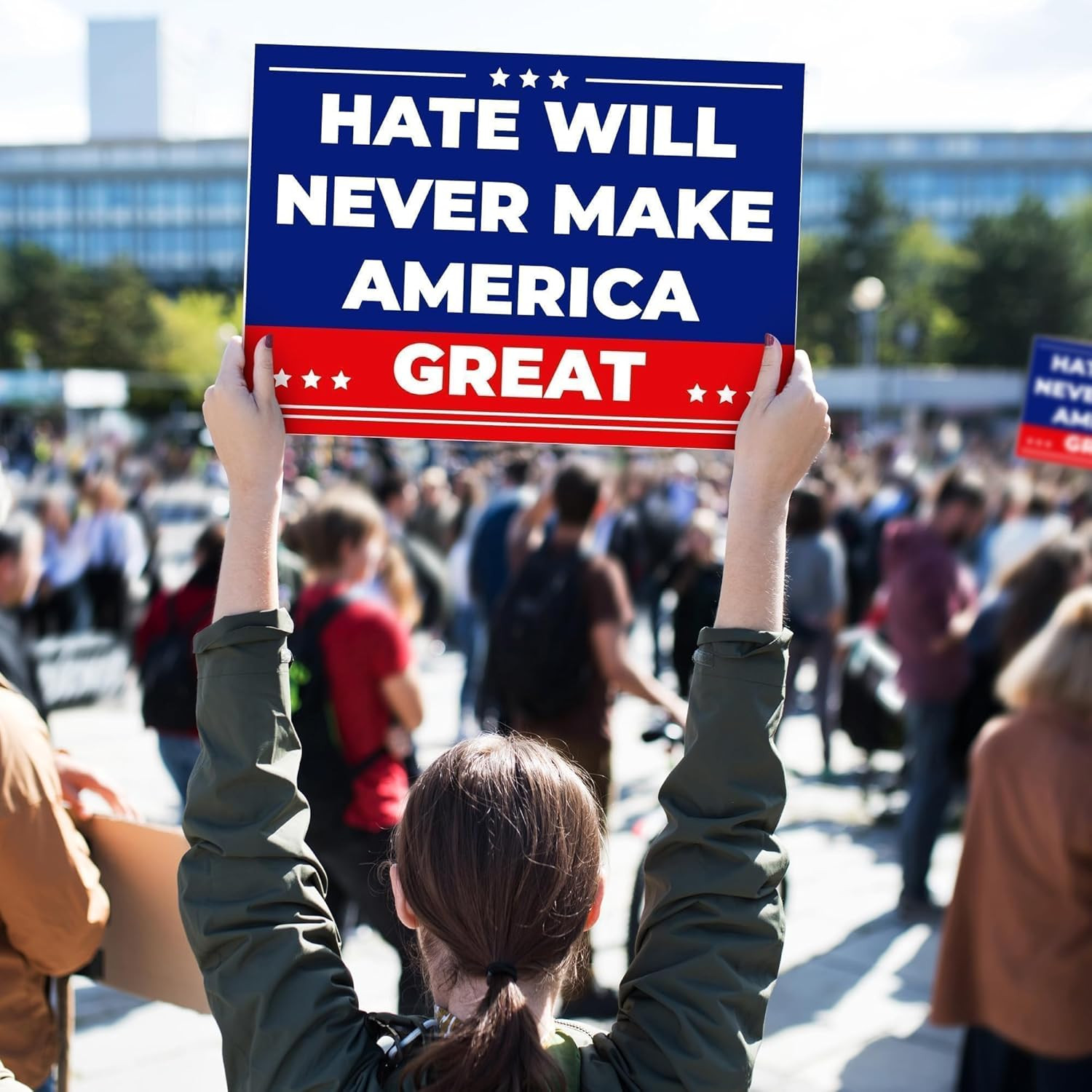 Anti-Trump Double-Sided Yard Sign with Metal Stake - Weatherproof Garden Decor