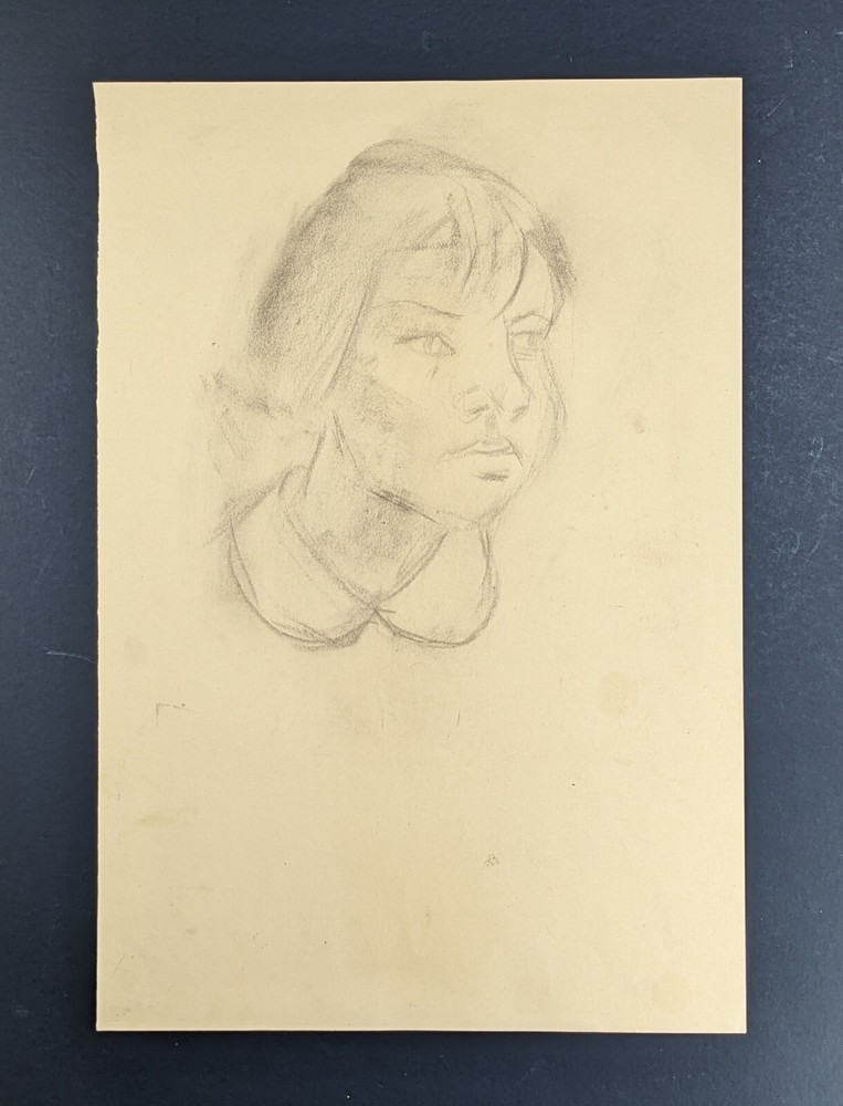 Walter Eck, standing nude, drawing, autographed