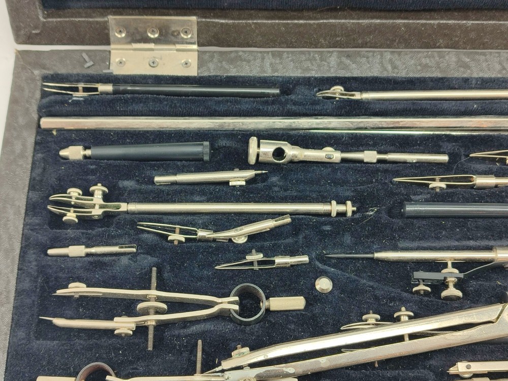 Antique Technical Geometry Maths Drawing Instrument Set Math Complete Set Boxed