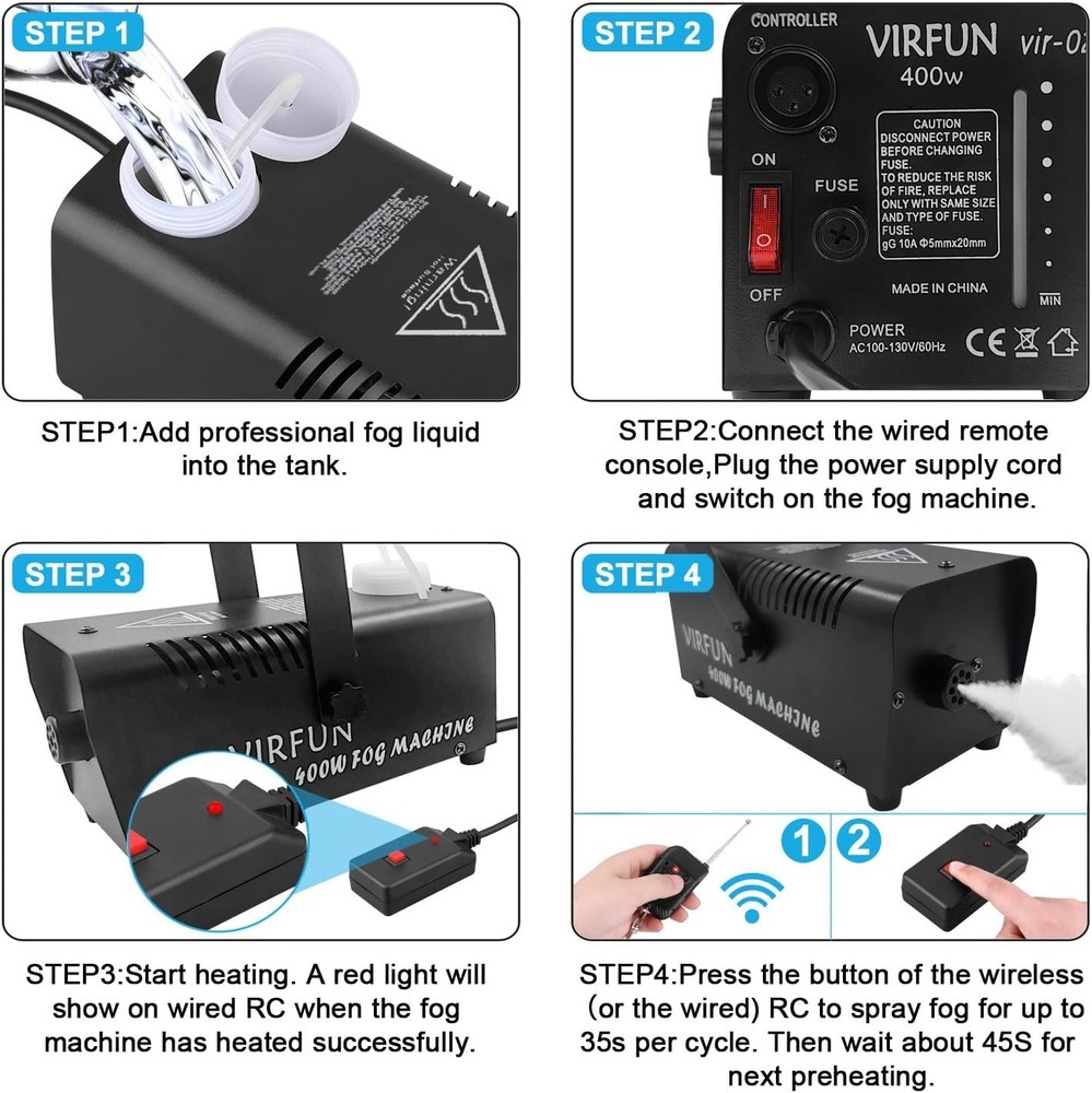 Fog Machine, Smoke Machine with Wireless&Wired Remote Control,400W