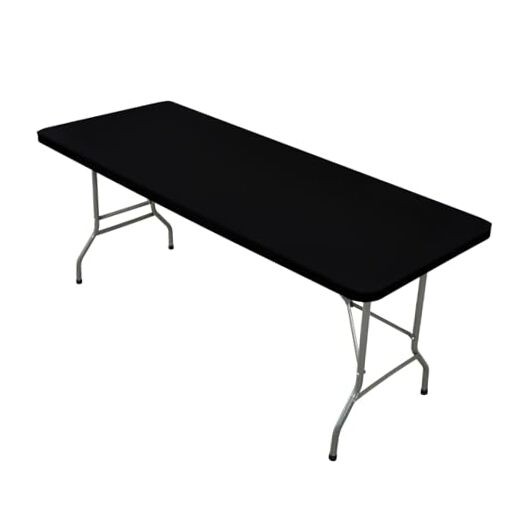 Rectangle Elastic Fitted Tablecloth, Windproof 48" x 24" (Rectangular) Black