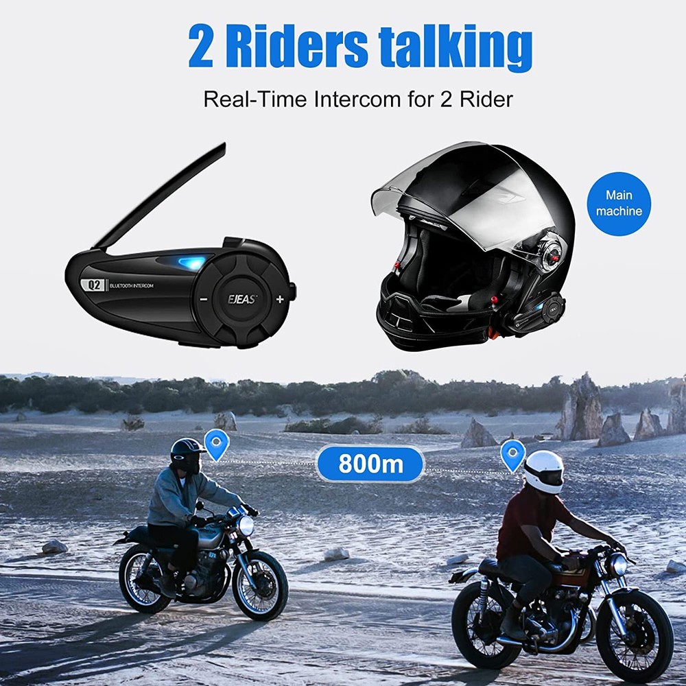 2 x Motorcycle Intercom Bluetooth Headset Headphone Noise Reduction CVC 2 Riders