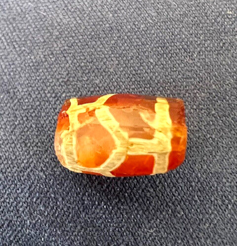 ANCIENT CARNELIAN ETCHED STONE TIBETAN BEAD -TURTLE BACK - DZI - PYU (1)