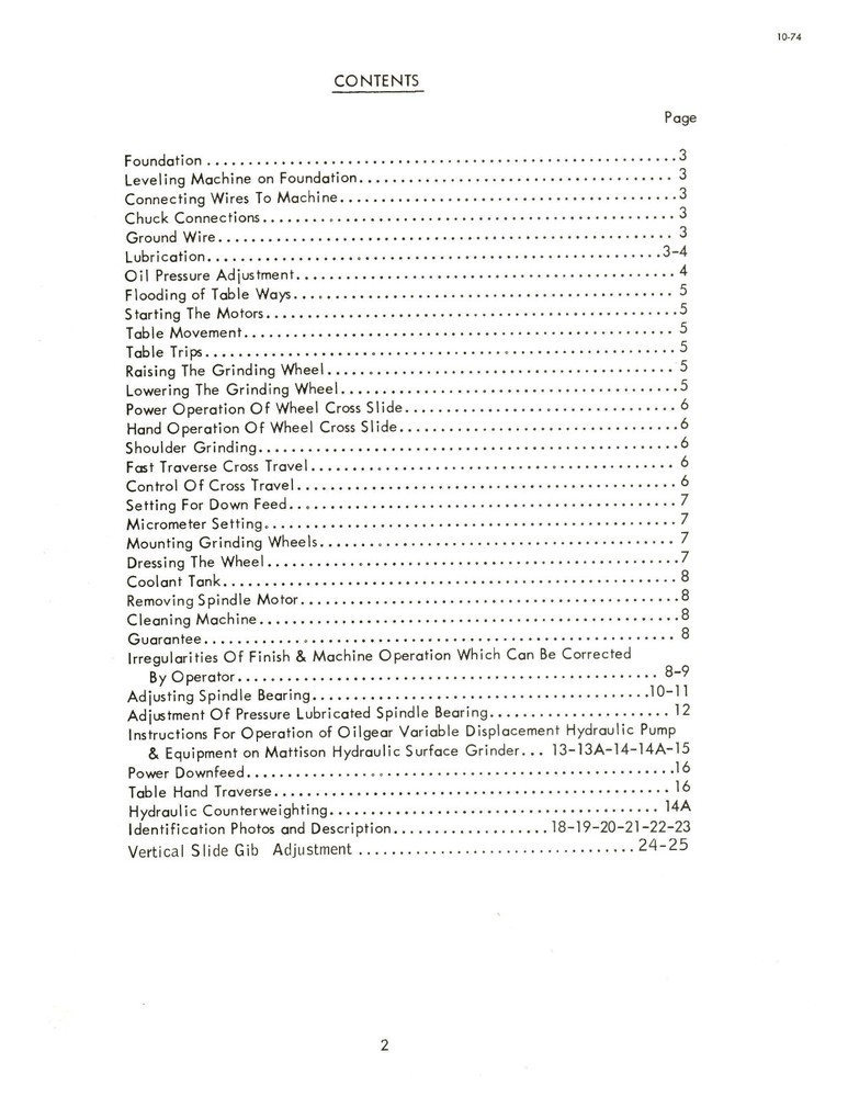 Mattison Surface Grinders Operation & Setup Manual *83
