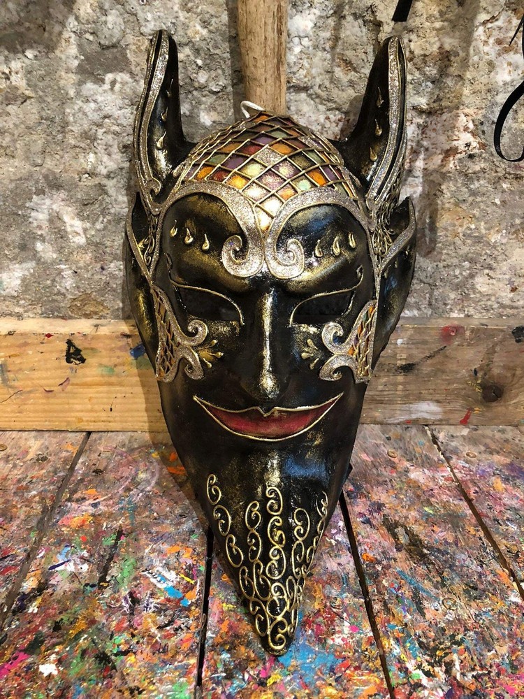 Black Devil Carnival Mask - Exclusive Venetian Devil Mask