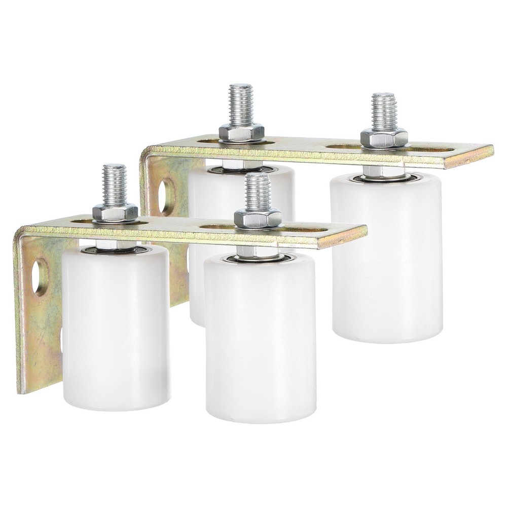 2Set Slide Gate Guide Roller, 2"x2-3/4" Nylon Gate Support & Bracket, White