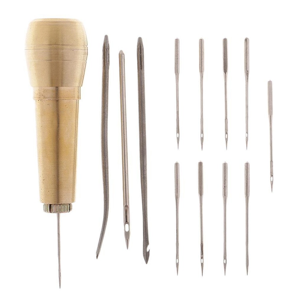 14pcs/set Leathercraft Copper Handle Stitching Awl Set Hand