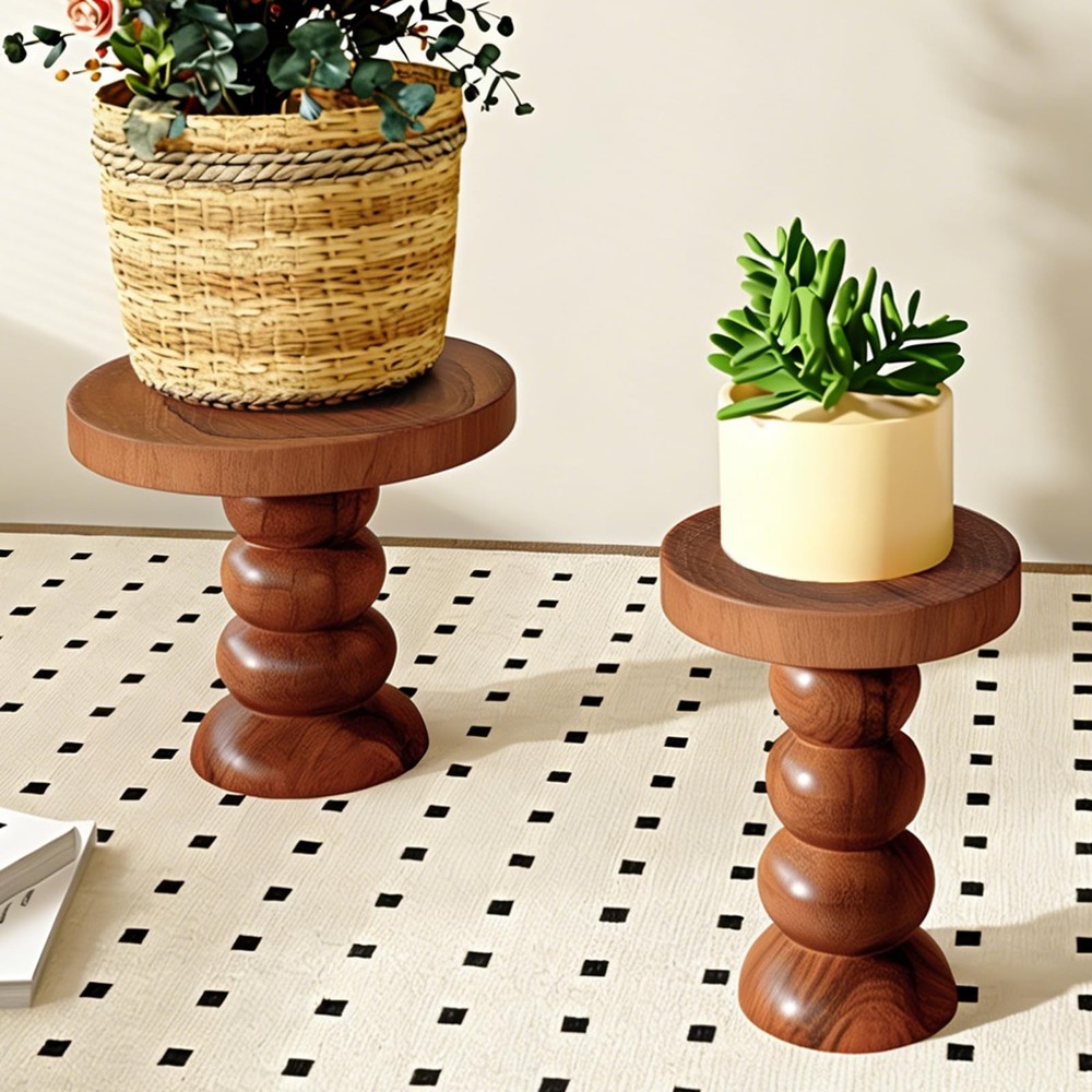 Mini Round Wood Risers, 2 Pieces Mini Riser Stand, Display Riser for Candles,...