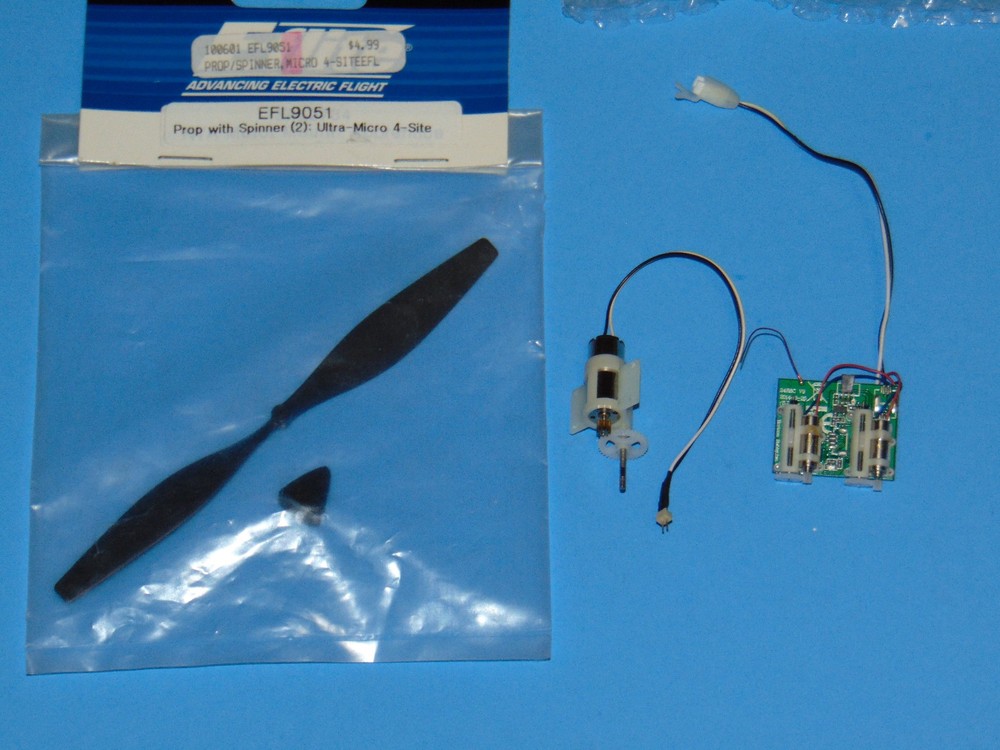 E-Flight 3 Channel Receiver, Micro Motor, Prop & Spinner NOS