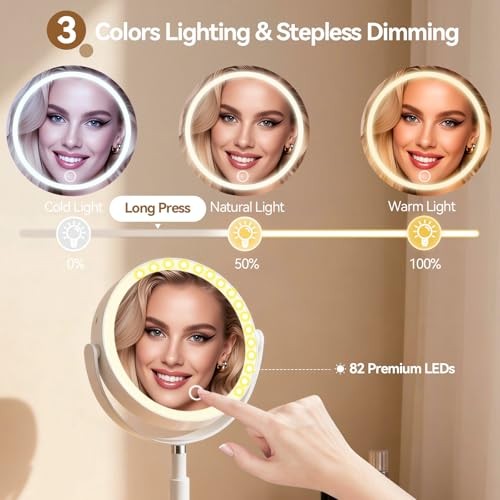 Makeup Mirror with Lights, 1X/20X Lighted Makeup Mirror with Storage for White