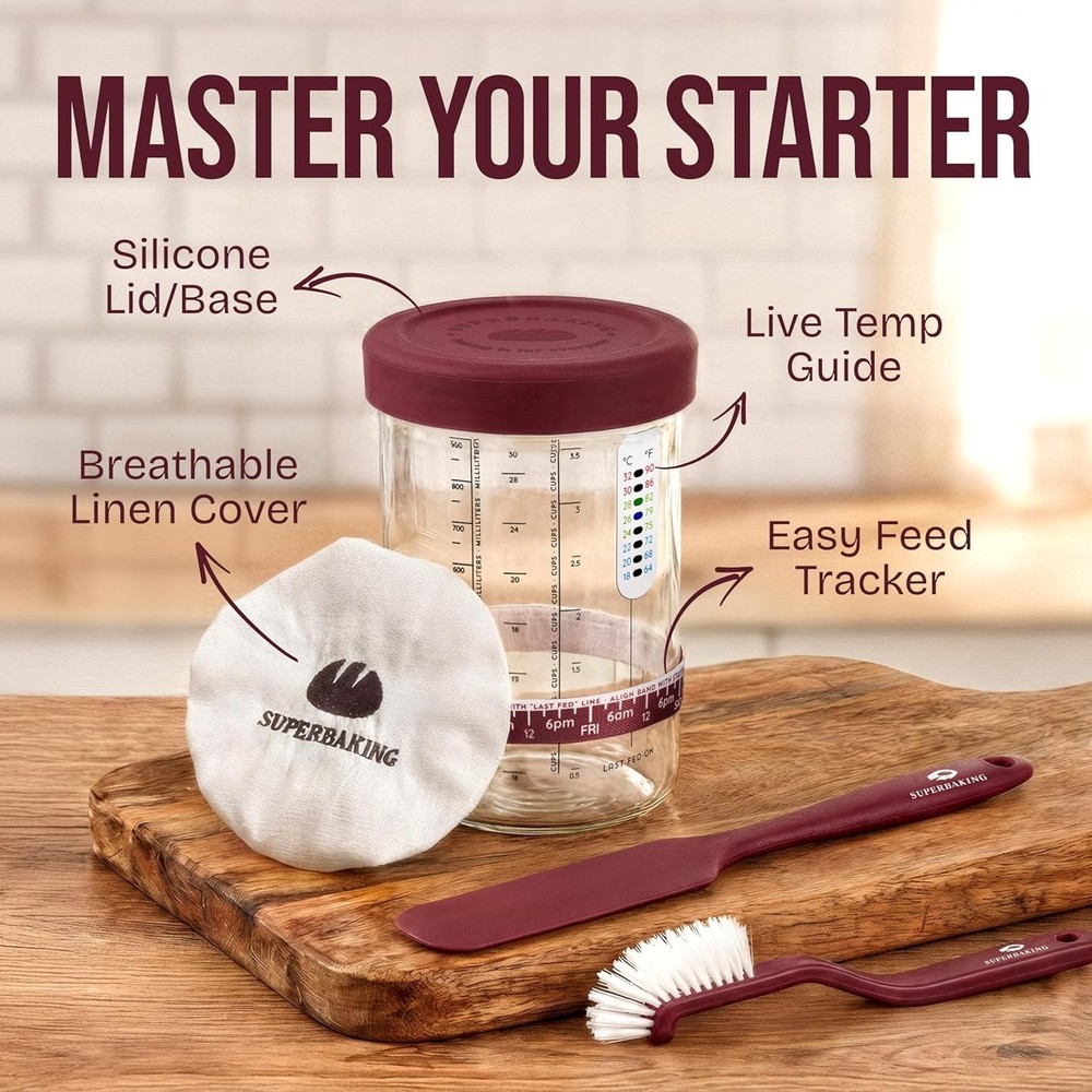 Sourdough Tools Bundle: Banneton Basket & Starter Jar