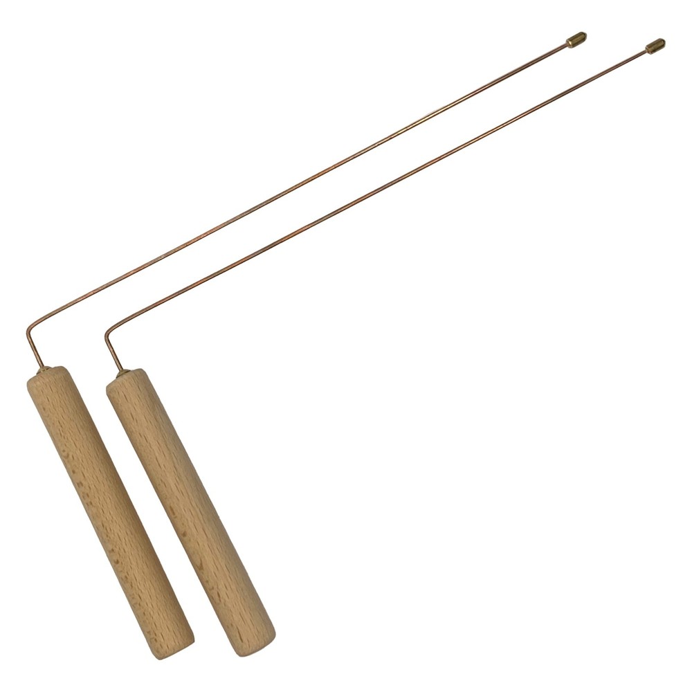 Copper Dowsing Rods with Wooden Handles and Bronze Tips