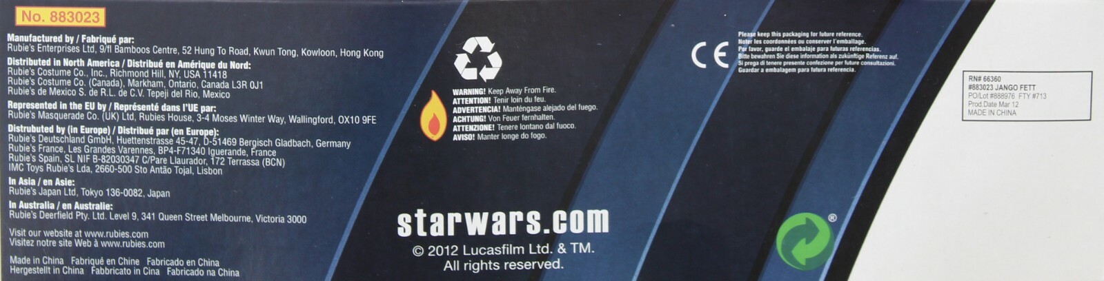 Star Wars Jango Fett Deluxe Costume Children Size, Large 12-14 Halloween Cosplay