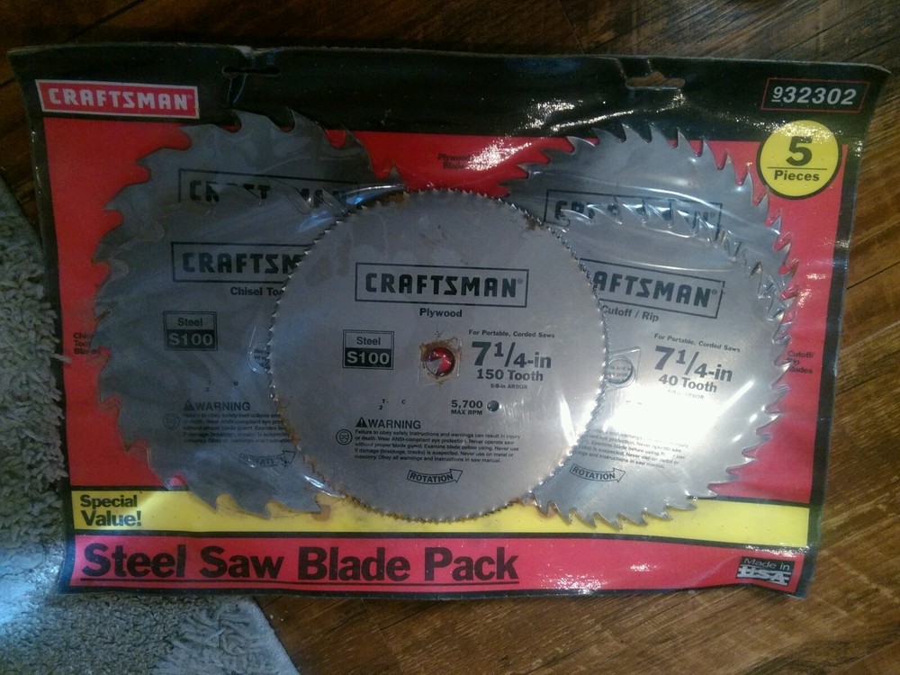 Craftsman 5-pc Steel Circular Saw Blade set NOS