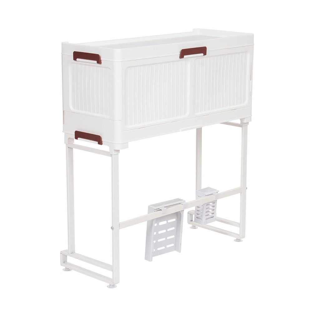 1 Layer Standing Kitchen Shelf Kitchen Cabinet Standing Storage Shelf White