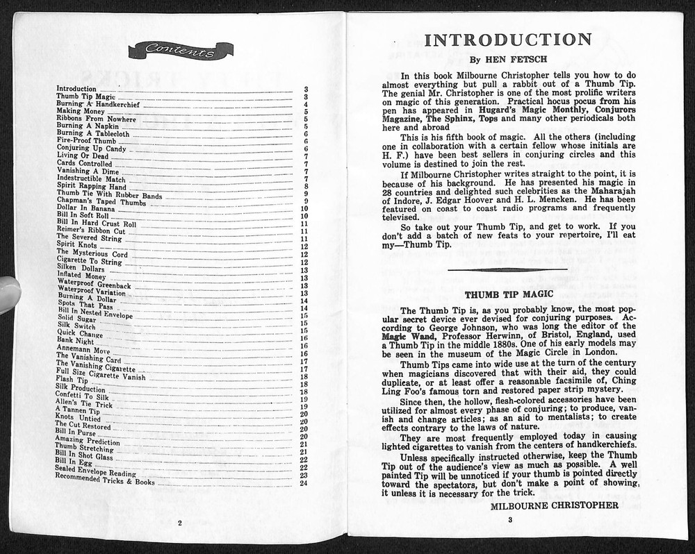 "50 Tricks with a Thumb Tip" Milbourne Christopher Magic Booklet 24pp c1948
