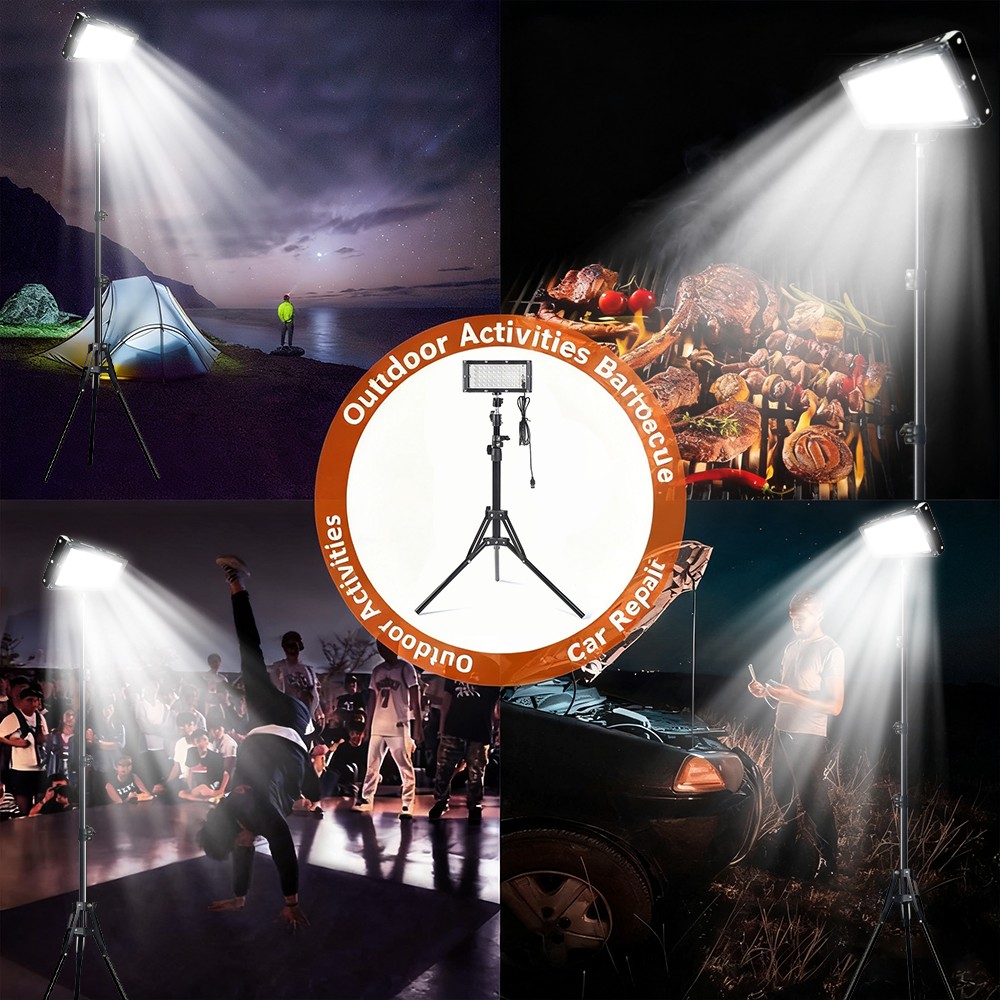 Telescoping Camping LED Work Light with Tripod Stand, Portable LED Flood Light