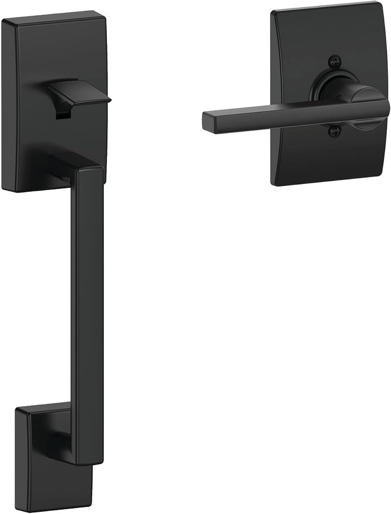 Latitude Lever Front Entry Handle Set - Matte Black