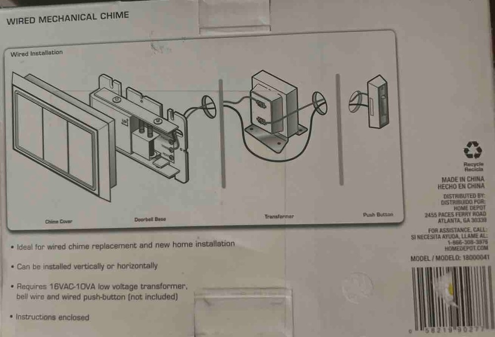 NEW Wired Doorbell Chime, White