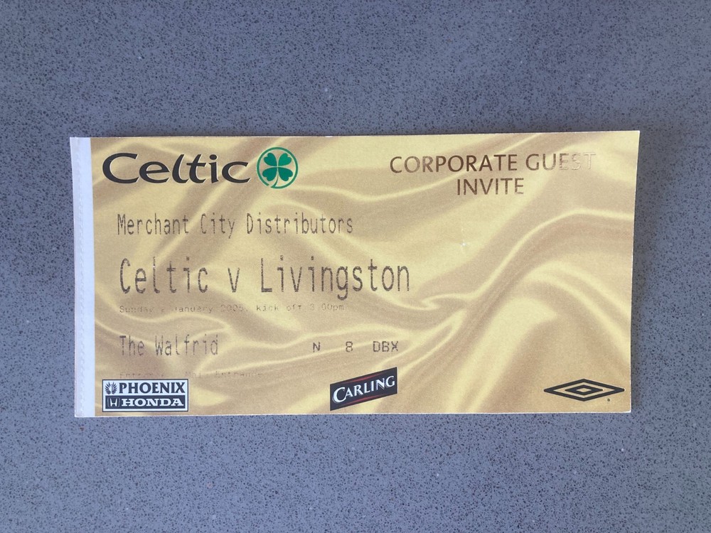 Celtic v Livingston 2004-05 Match Ticket
