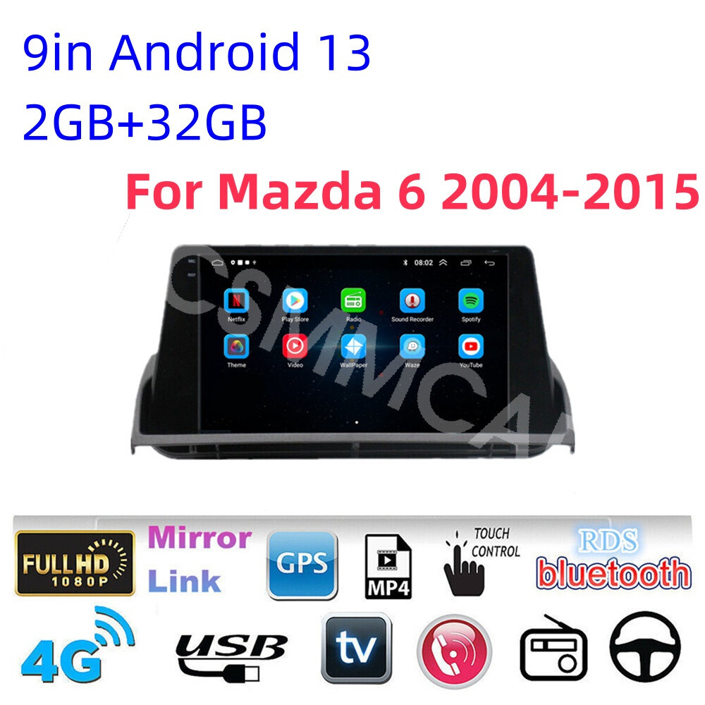 Fit For Mazda 6 2004-2015 Android 13 Car Radio Stereo GPS WIFI Bluetooth FM USB