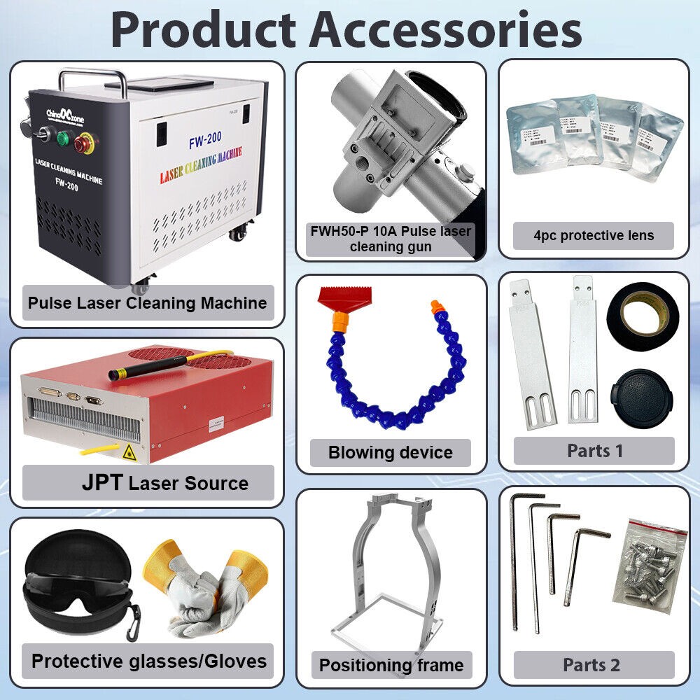 200W JPT Pulsed Laser Cleaning Machine Metal Wood Cleaning Rust Paint Remover US