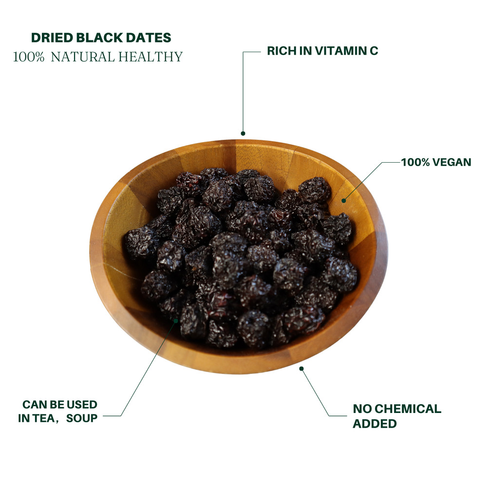 Premium Dried Black Dates, South Dates,12oz 九龍堂 特级大黑枣 南枣 补肾养胃 乌须黑发