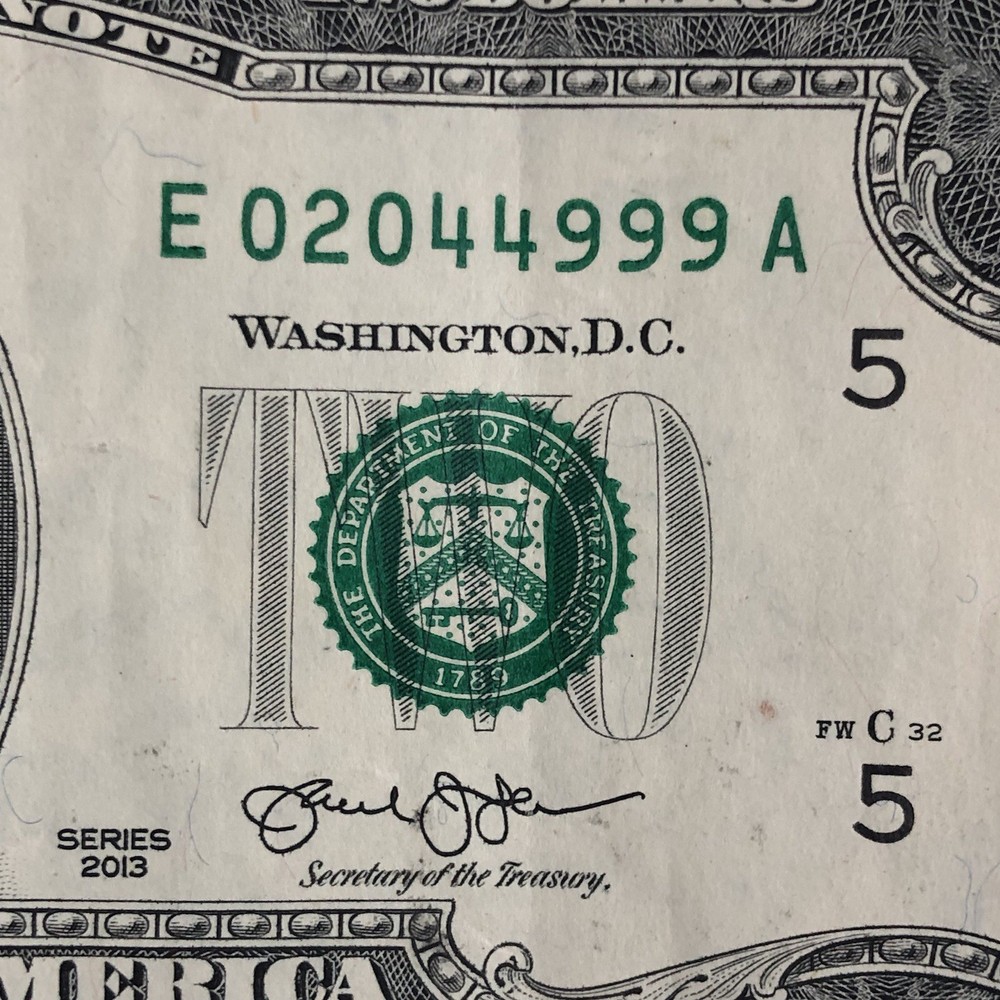 2013 $2 Ink Error - Inkwell Contamination Error Both Serial Numbers And Seal