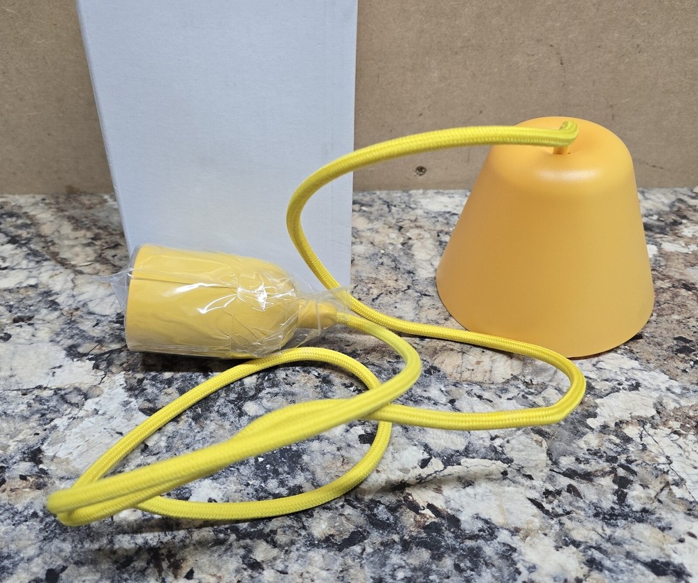 Yellow corded textile light fitting
