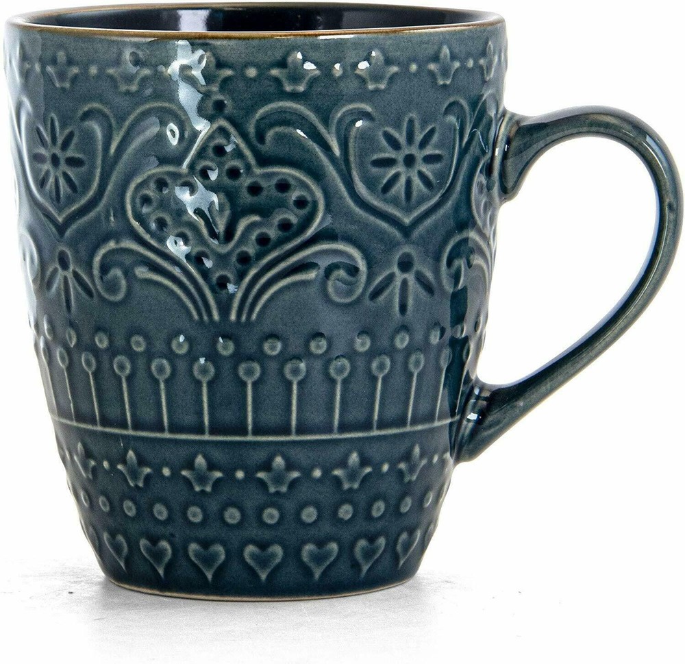 Elama Deep Sea Mozaic 16 Pc Mandala Pattern Complete Stoneware Dinnerware Set 4