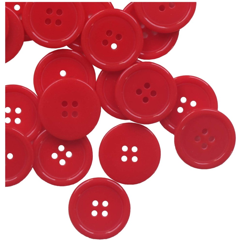 80 Count 1" Red Flatback Buttons -  Resin for Crafting & Sewing Projects