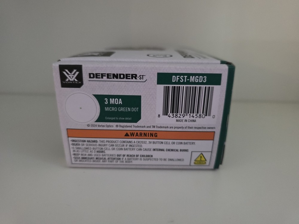 Vortex Defender-ST 3 MOA Green Dot Sight with Pick Mount
