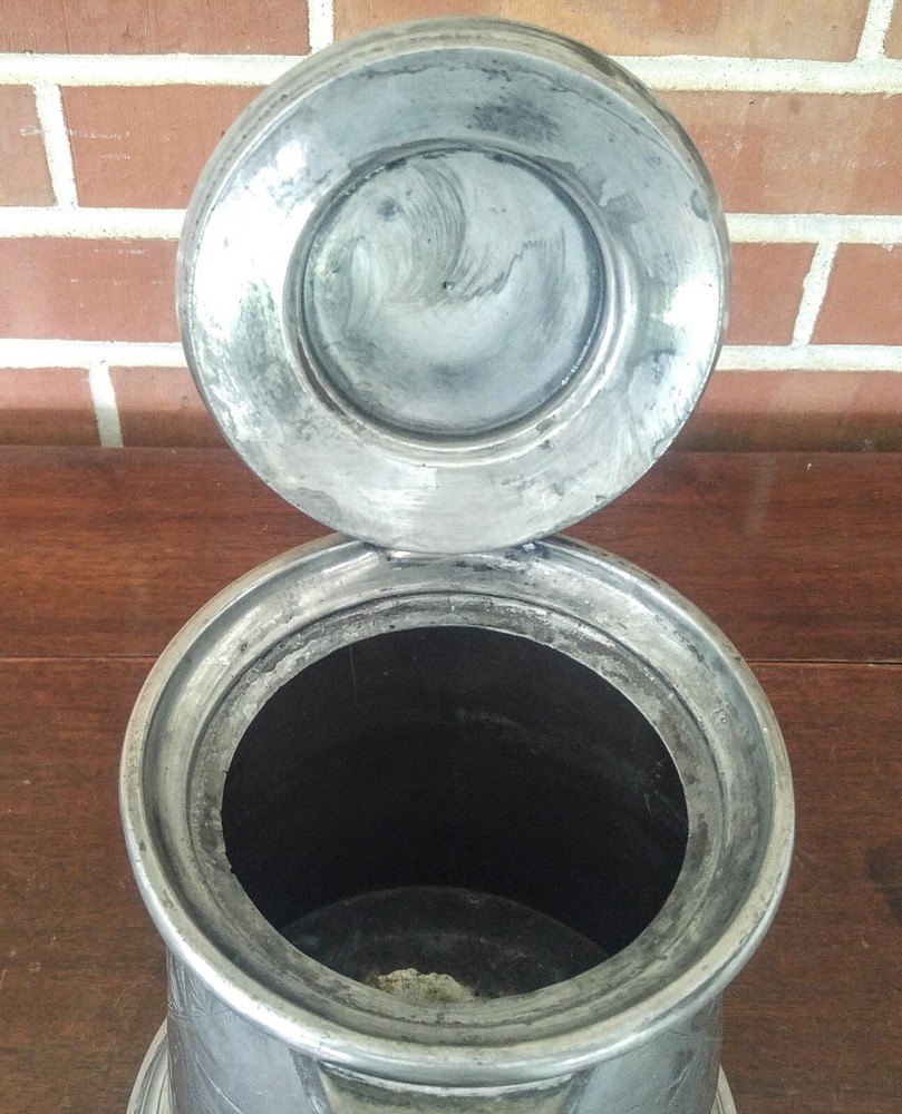 Antique Victorian Ornate Silver Plate Water Pitcher Hinged Lid 17 Unbranded