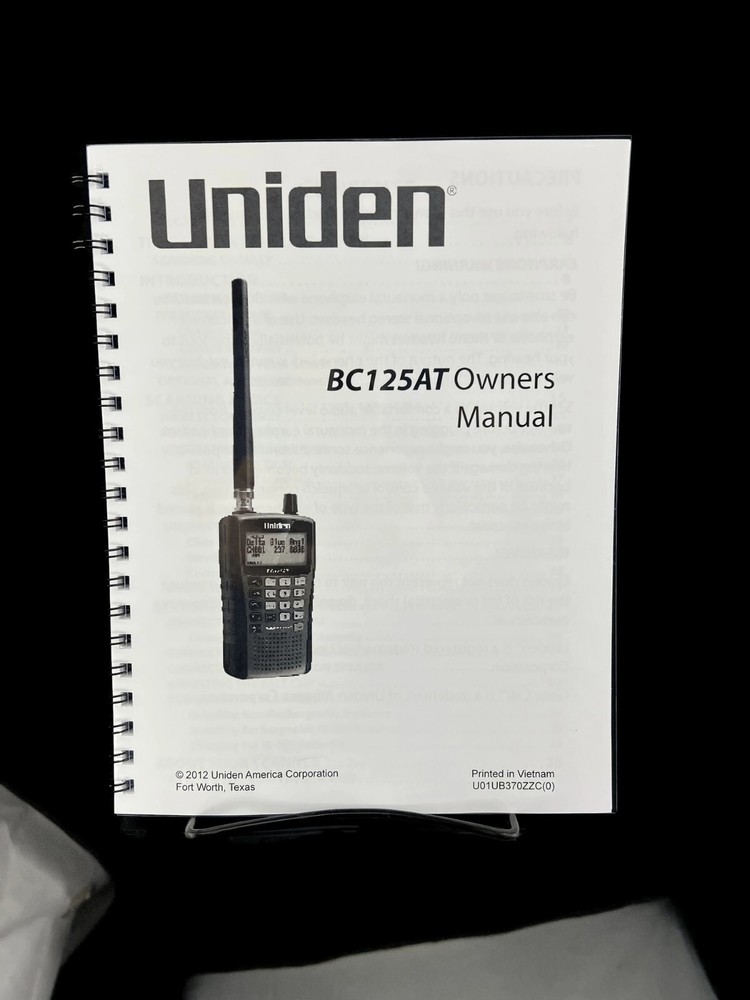Uniden BC125AT Instructions Operating Manual User Guide Coil Bound