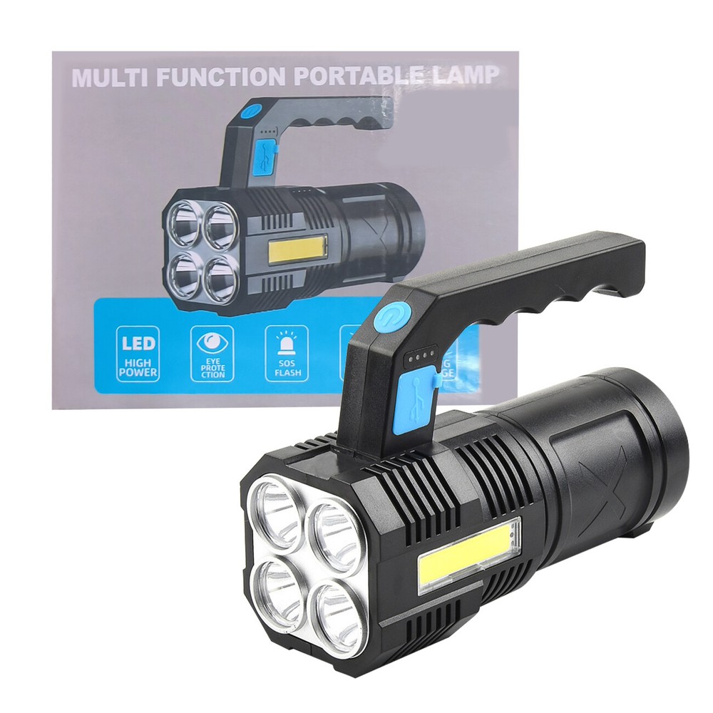Rechargeable LED Tactical Torch with 4 Brightness Modes, Powerful Work Light
