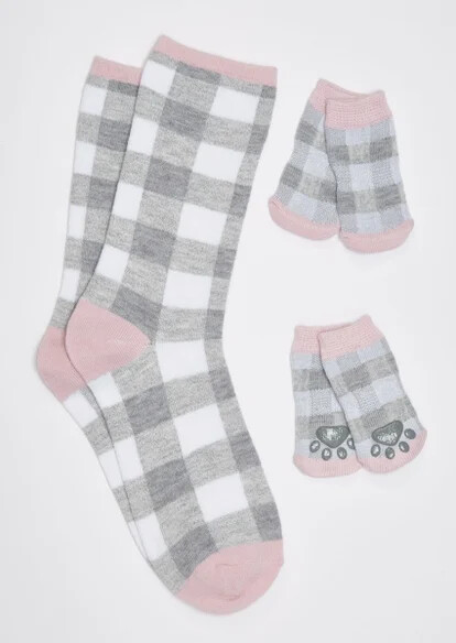 Gray Buffalo Print Matching Pet Sock Set +  Free Gift