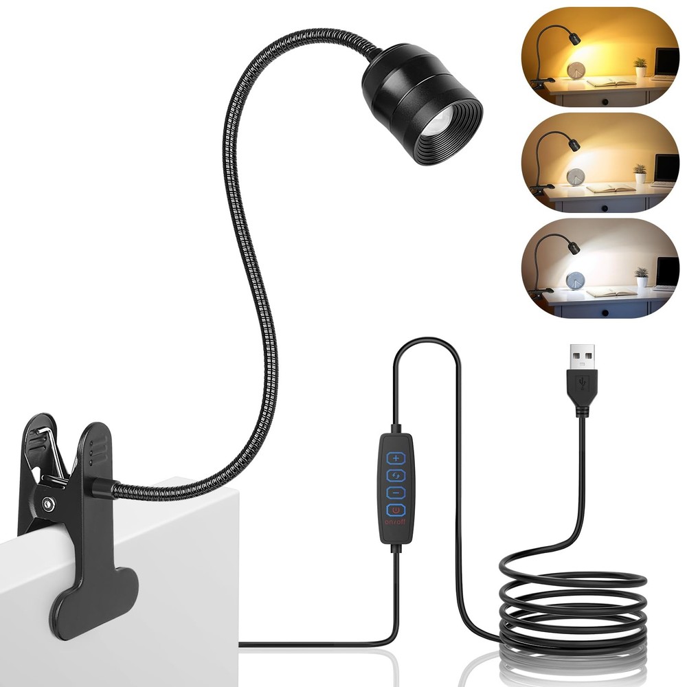 Zoomable Clip On Lamp Dimmable Spotlight for Dorm Bed Headboard Working