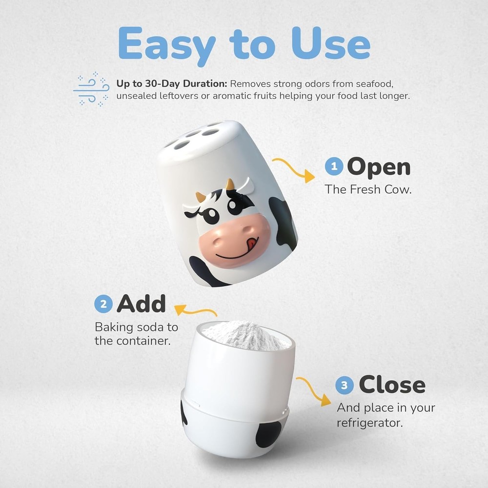Cow Fridge Baking Soda Deodorizer – Fun Baking Soda Container | Baking Soda