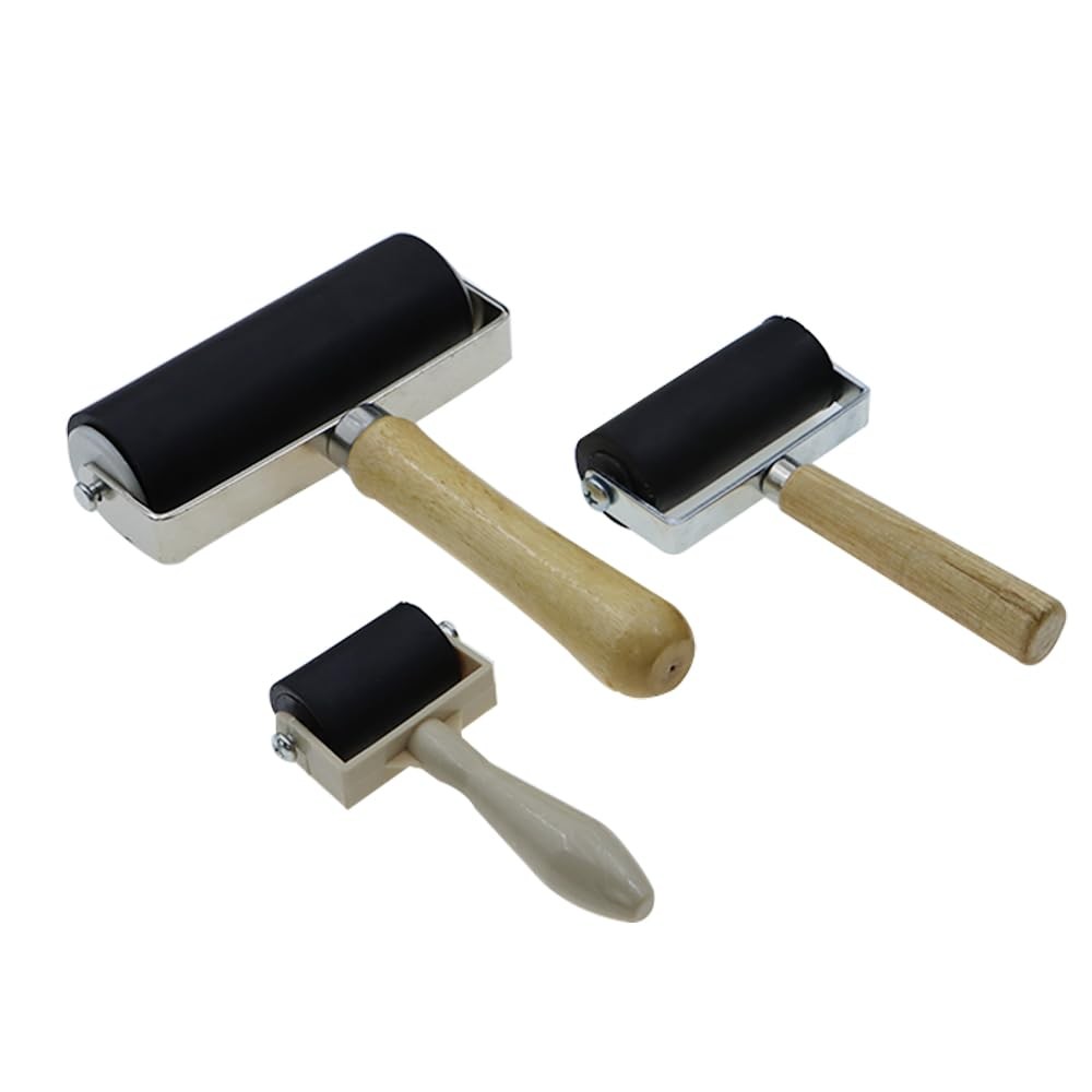 3 Pack Rubber Roller - Brayer Rollers with 3 Size for Crafting Brayer Rollers fo